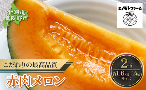 【2025年夏発送】北海道 富良野産 赤肉メロン 2玉 1.5kg～2kgサイズ ふらの メロン ギフト 果物 赤玉(榎本農園) メロン フルーツ 果物 新鮮 甘い 贈り物 ギフト 道産 ジューシー おやつ ふらの ブランド 夏  1003115 - 北海道富良野市