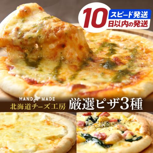 10日以内発送!!【おおともチーズ工房】北海道物産展で大人気!!厳選ピザ3種詰め合わせ_010304-01 1004268 - 北海道浜中町