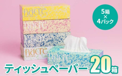 【順次発送】福祉施設支援  ティッシュ ペーパー 5箱4セット 計20箱 福祉施設支援 ティッシュ ティシュー ボックスティッシュ BOXティッシュ ティッシュペーパー ソフトパック 日用品 常備品 備蓄品 送料無料 パルプ100％ 無香料 1箱 400枚 東北産 北上アビリティセンター   岩手県 北上市 C0579