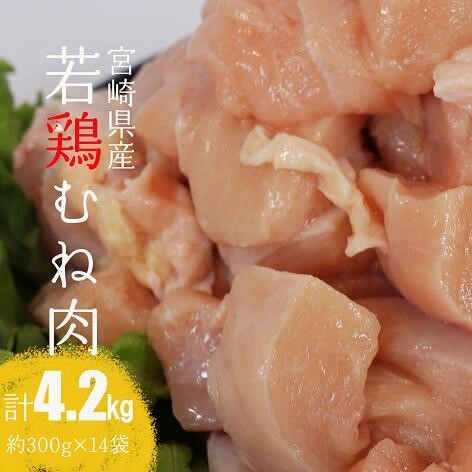 宮崎県産 若鶏 むね肉 4.2kg 【 鶏肉 むね肉 肉 小分け 鶏ハム チキン南蛮 国産 九州産 宮崎県産 ヘルシー 送料無料 】 1044889 - 宮崎県川南町