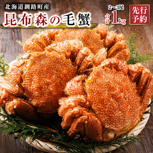 【先行予約】 厳冬が旬 北海道昆布森の 毛蟹 1kg 2～3尾 ＜出荷時期 2026年3月から順次出荷予定＞ ボイル済み 下茹で 冷凍|入手困難 北海道産 毛ガニ ケガニ けがに カニ味噌 希少 魚介類 高級 セット 旬 釜茹で 先行 予約 北海道 釧路町 釧路超 特産品  105568 - 北海道釧路町
