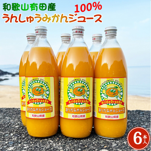 ZJ6060n_和歌山有田産100% うんしゅうみかんジュース 970ml × 6本セット 1109388 - 和歌山県湯浅町