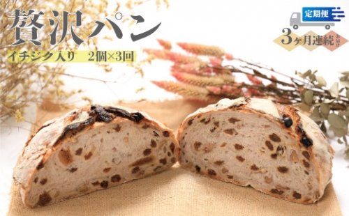 【定期便／3回】イチジク入り☆限定！贅沢パン 天然酵母 パン ワインとの相性抜群 レーズン くるみ フィグ レザン どっしり きめが細かい ハードパン 自家製酵母 480g×2個を3回連続でお届け！ 1113708 - 高知県佐川町