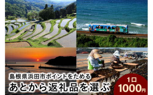 ≪1口・1,000円≫島根県浜田市ポイントをためる あとから返礼品を選ぶ【浜田市】 あとから選べる 選べる 選ぶ あとから 【140_1538】 1115299 - 島根県浜田市