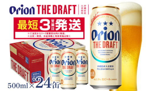  オリオンビール ＜ オリオン ザ・ドラフト ＞ 500ml × 24缶 1ケース 24本 500 クラフトビール 沖縄 ビール BEER ドラフト 生ビール オリオン orion お酒 缶ビール 地ビール 箱買い まとめ買い アルコール 度数 5％ ギフト 冬ギフト お歳暮  缶  沖縄県 糸満市