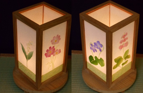 正絹着物生地で作ったおしゃれな行灯（あんどん） 四季の花 050F079 115016 - 大阪府泉佐野市