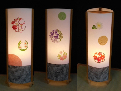 着物生地で作ったおしゃれな行灯（あんどん） お花のドット 099H266 115019 - 大阪府泉佐野市