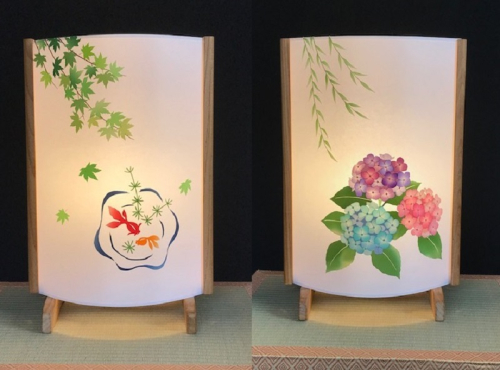 着物生地で作ったおしゃれな行灯（あんどん） 金魚と紫陽花 099H268 115021 - 大阪府泉佐野市