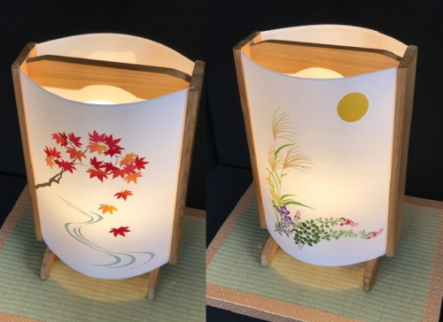 着物生地で作ったおしゃれな行灯（あんどん） 秋の植物 099H269 115022 - 大阪府泉佐野市