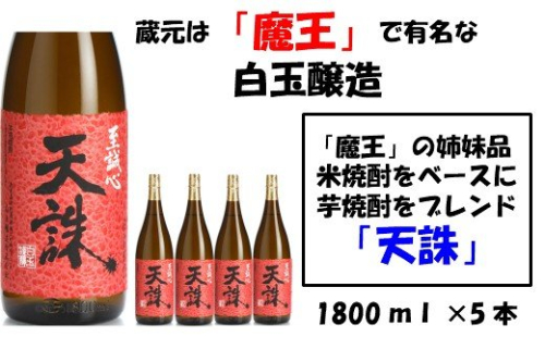 No.4020-1 【魔王の姉妹品】白玉醸造の「天誅」5本セット 115589 - 鹿児島県錦江町