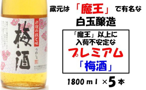 No.3030-1 【魔王の蔵元】白玉醸造の「プレミアム梅酒」5本セット 115598 - 鹿児島県錦江町
