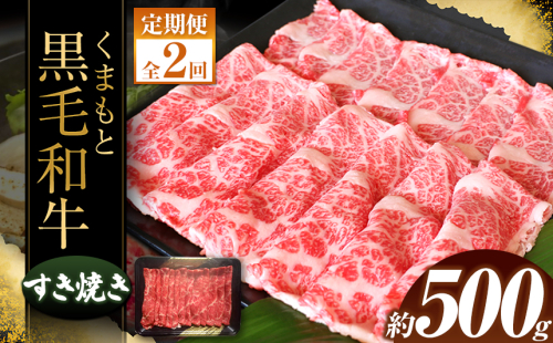 【定期便2回】くまもと黒毛すきやき500ｇ | 熊本県 熊本 くまもと 和水町 なごみ 牛肉 黒毛和牛 黒毛 くまもと黒毛和牛 肥後 すき焼き 500g 定期便 定期 2回 1156892 - 熊本県和水町