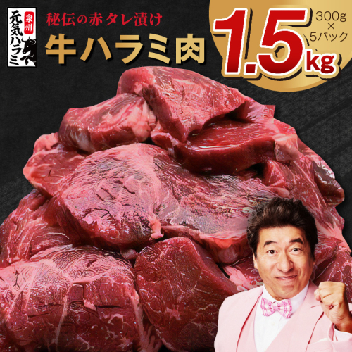 【TVで紹介！】牛ハラミ肉 1.5kg（300g×5）秘伝の赤タレ漬け 訳あり サイズ不揃い G1786 1158697 - 大阪府泉佐野市