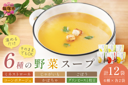温めるだけ 野菜スープ 彩り豊かな6種類詰合せ12袋入り【A5-327】 115995 - 福岡県飯塚市