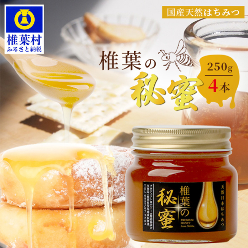 【秘境を味わう】【7営業日以内発送】椎葉の秘蜜 【250g×4本】国産天然はちみつ【数量限定】送料無料 宮崎県 椎葉村 秘境 蜂蜜 はちみつ ハチミツ みつばち ミツバチ 伝統的 養蜂 国産 天然 百花蜜 巣箱 数量限定 季節 希少 250g 1000g 1kg【MS-07】 1160375 - 宮崎県椎葉村