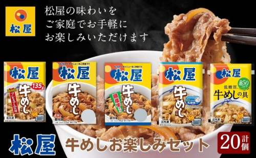 松屋牛めしの具5種20個 お楽しみセット（プレミアム仕様・豪州産・国産・乳酸菌・糖質オフ） 惣菜 レトルト 牛丼 牛丼の具 手軽 ランチ お昼ごはん 夕飯 夜ごはん おかず  1171431 - 埼玉県嵐山町