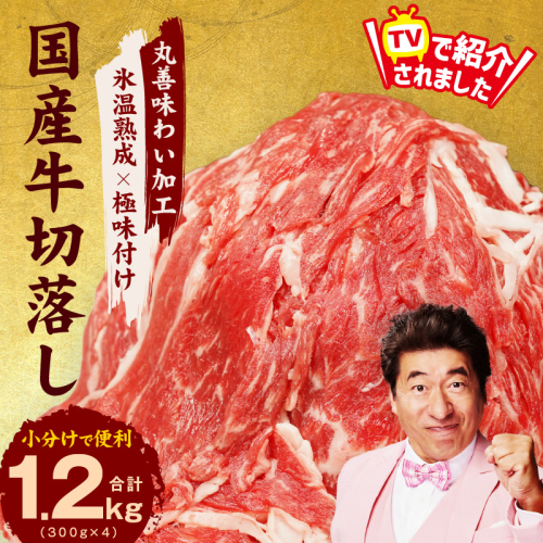 【TVで紹介！】国産牛 切り落とし 1.2kg 小分け 300g×4P【国産 牛肉 氷温熟成×極味付け 訳あり サイズ不揃い カレー 牛丼 野菜炒め 肉じゃが 家計応援】 mrz0118 118082 - 大阪府泉佐野市