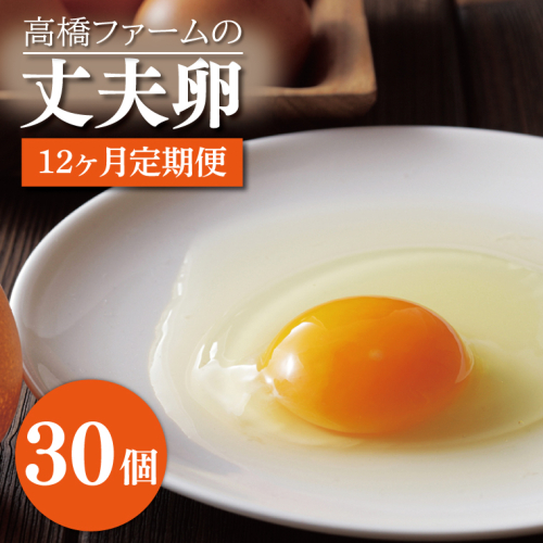 AQ013 【12ヶ月定期便】高橋ファームの丈夫卵30個入り 1213851 - 栃木県益子町