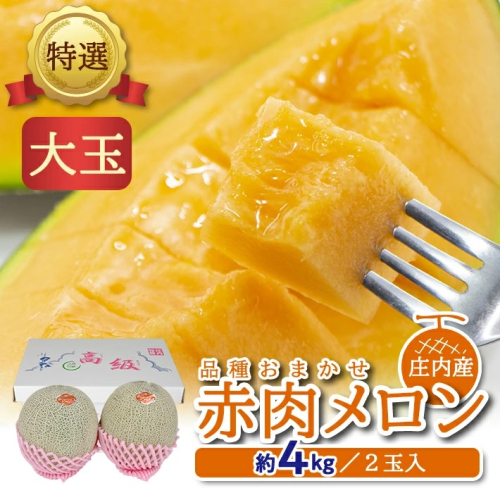 SA2550　特選 庄内産 赤肉メロン　約4kg(大玉/2玉入) 品種おまかせ 1225720 - 山形県酒田市