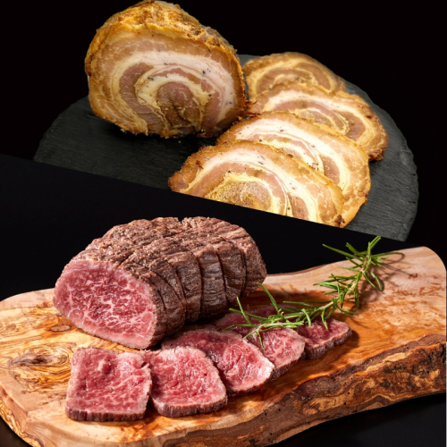 ローストビーフ300g さくらポーク焼豚 180～200g セット【冷蔵】 / 豚 豚肉 セット 焼豚　牛 牛肉 ローストビーフ 紀和牛 赤身 1226485 - 三重県紀宝町