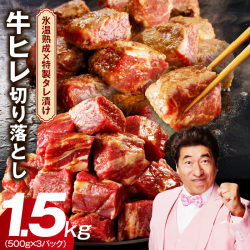 【人気急上昇】牛ヒレ肉 切り落とし 1.5kg【小分け 500g×3P 氷温熟成×特製ダレ 訳あり サイズ不揃い やわらか ステーキ ひと口サイズ カット済み】 mrz0130 1228827 - 大阪府泉佐野市