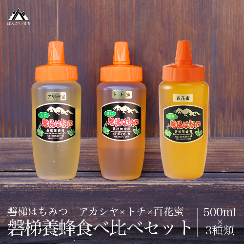 【予約】磐梯養蜂食べ比べセット 500g×3種類　はちみつ　アカシヤ　トチ　百花蜜　※2025年7月より出荷予定 1228884 - 福島県磐梯町