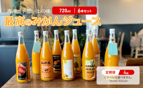年4回定期便 海津っ子想い出の味 最高のみかんジュース 6本セットx4回 果汁飲料 野菜飲料 1229078 - 岐阜県海津市