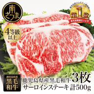 【鹿児島県産】黒毛和牛 サーロインステーキ 計500g （約170g×3枚） 牛肉 A4等級 ステーキ BBQ ギフト 贈答 冷凍 スターゼン 南さつま市