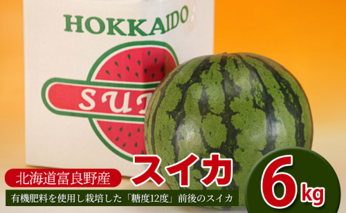 【2025年7月～発送】すいか 2L 1玉 ≪6kg以上≫ 北海道 富良野市 (スイートベジタブルファクトリー) フルーツ 果物 新鮮 甘い 贈り物 ギフト 道産 おやつ デザート ふらの ブランド スイカ 夏 1236746 - 北海道富良野市