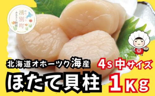 北海道 オホーツク産 冷凍 天然 ホタテ 中サイズ 1kg 帆立 ほたて 刺身 玉冷 貝柱 海鮮 魚介 国産 サロマ湖 魚介類 お刺身 1237701 - 北海道湧別町