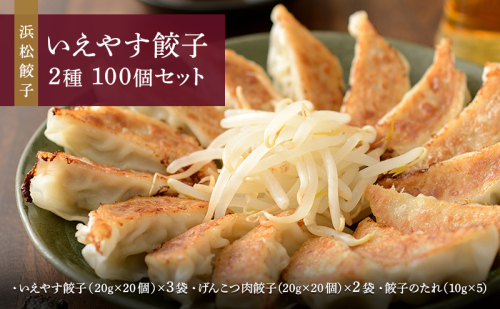「浜松餃子」いえやす餃子 2種 100個セット【配送不可：離島】 惣菜 冷凍 冷凍餃子 食べ比べ あっさり 肉餃子 ジューシー おかず つまみ  1240166 - 静岡県浜松市