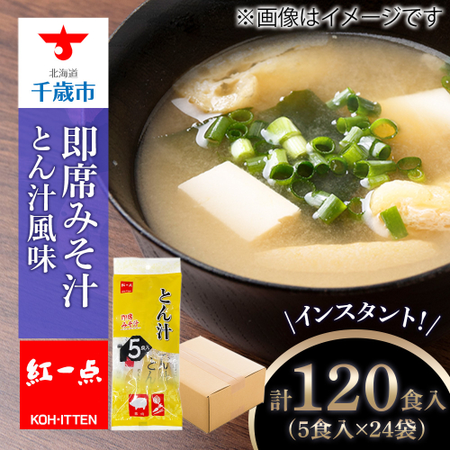 とん汁 インスタント 味噌汁 みそ汁 即席 5食入×24袋 豚汁 【紅一点】《千歳工場製造》 1241068 - 北海道千歳市