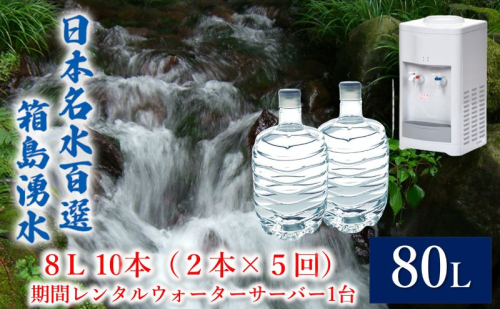 群馬の名水 箱島湧水 エア８L計10本（2本×5回）期間 レンタル ウォーターサーバー 1台 飲料 ドリンク 飲料類 水 ミネラルウォーター 名水 天然水 飲み物 産地直送  1262237 - 群馬県東吾妻町