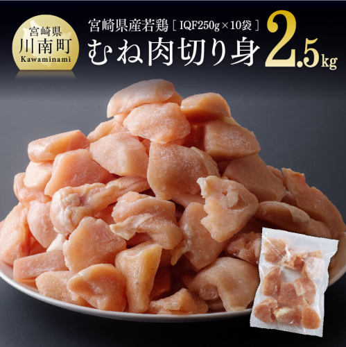 宮崎県産若鶏ムネ切身 計2.5kg (250ｇ×10袋) 肉 鶏 鶏肉 128010 - 宮崎県川南町