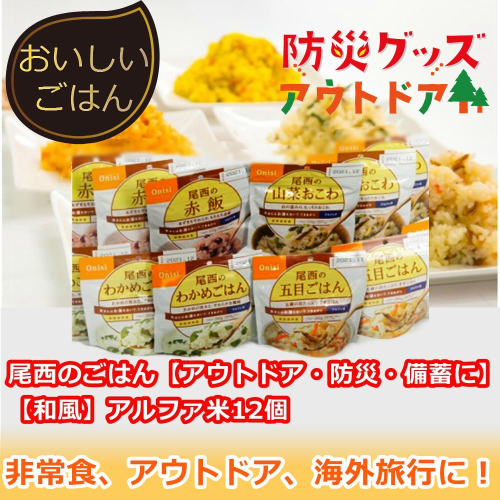 (04901)尾西のごはん【和風・洋風】アルファ米12個【アウトドア・防災・備蓄に】 128757 - 宮城県大崎市