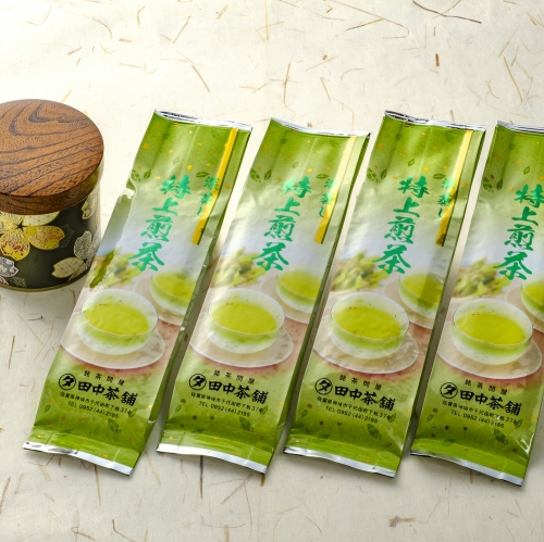 深蒸し特上煎茶100g×4本・茶缶1個付き 【お茶 緑茶 煎茶 深蒸し煎茶 八女茶 嬉野茶 知覧茶 新茶】(H047114) 130309 - 佐賀県神埼市