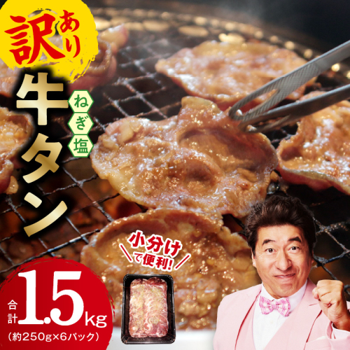 【高評価】牛たん 1.5kg 小分け 250g×6P【ねぎ塩 成型 牛タン 牛肉 焼肉用 薄切り 訳あり サイズ不揃い】 G1780 1305593 - 大阪府泉佐野市