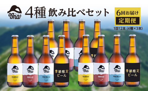 【6回お届け定期便/奇数月発送】南信州ビールOgna「12本4種飲み比べセット×6回」 お酒 1306560 - 長野県駒ヶ根市