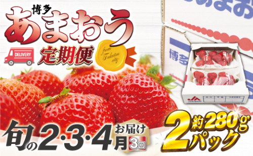 【2026年2～4月発送】博多あまおう2パック3回定期便　約560g×3回[G5352a] 132469 - 福岡県福津市