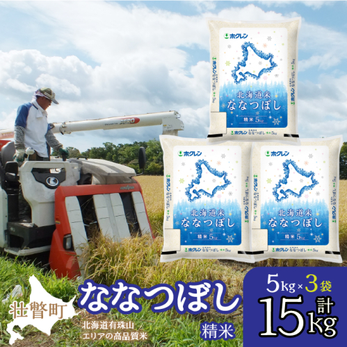 【令和6年産】（精米15kg）ホクレン北海道ななつぼし（5kg×3袋） SBTD098 1326362 - 北海道壮瞥町