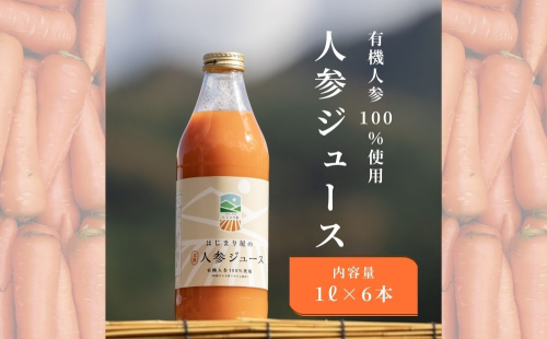 有機人参100％使用 人参ジュース 1000ml×6本／ にんじん 有機野菜 無添加 野菜ジュース はじまり屋 奈良県 宇陀市 贈り物 ギフト ふるさと納税 1337147 - 奈良県宇陀市
