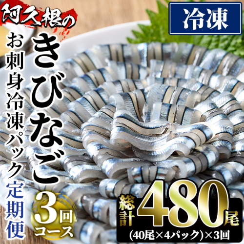 <定期便・全3回(冷凍便)>鹿児島県産!阿久根のきびなごお刺身セット(計480尾・40尾×4P×3回) 冷凍 魚介類 海鮮 魚 きびなご キビナゴ 刺身 さしみ 刺し身 青魚 子魚 小分け【椎木水産】akn054-14 1340512 - 鹿児島県阿久根市