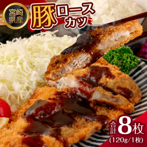 宮崎県産 豚ロースカツ 衣付き（120g×8枚） 国産 時短 簡単 調理 トンカツ 肉 おかず【B639】 1340612 - 宮崎県新富町