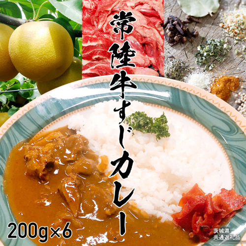 【茨城県共通返礼品】常陸牛すじカレー 200g ×6 常陸牛 カレー 牛肉 時短 ふるさと納税 10000円[AU104ya] 1352244 - 茨城県八千代町