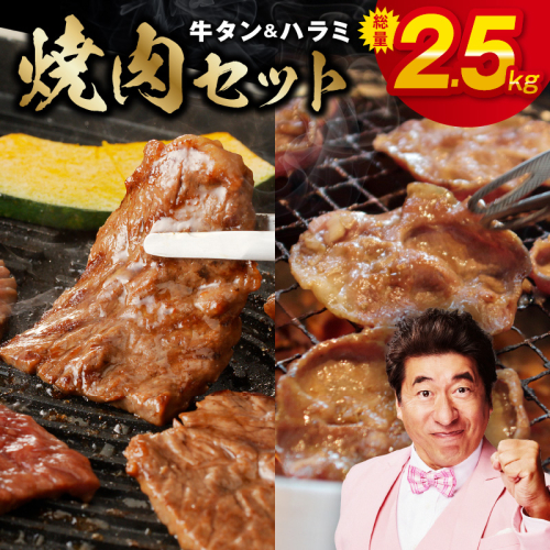 牛タン＆牛ハラミ 総量 2.5kg 焼肉セット【成型牛たん ハラミ 牛肉 焼肉用 薄切り 訳あり サイズ不揃い】 099H3155 1358106 - 大阪府泉佐野市