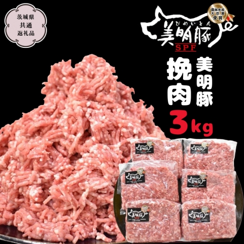 美明豚 挽肉 3kg【茨城県共通返礼品 行方市】 豚肉 国産 銘柄 グルメ 茨城県 料理 ひき肉 ミンチ お肉 肉 豚 ミンチ肉 ブランド豚 冷凍 小分け [CV002sa] 1365012 - 茨城県桜川市