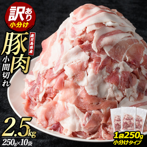 <訳あり> 鹿児島県産 豚 小間切れ (2.5kg・250g×10P) 切り落とし 小分け 個包装 冷凍 ふるさと納税 豚肉 切り落とし 訳あり【まつぼっくり】matu-1449 137402 - 鹿児島県長島町