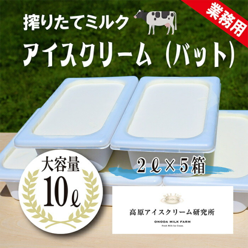 《宮崎県グルメコンテスト2連覇》ONODA MILK FARMのアイスクリーム「搾りたてミルク」 10L 2リットルバット5個 デッシャーで10個分[スイーツ デザート ジェラート 大容量 業務用 ワンストップオンライン] TF0593-P00023 1375056 - 宮崎県高原町