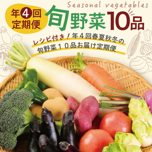 【4回定期便】旬野菜 定期便 1回あたり10品 セット 詰め合わせ 春夏秋冬 野菜 旬 おまかせ 新鮮 やさい レシピ付き 高知県 室戸市 故郷納税 送料無料 137551 - 高知県室戸市