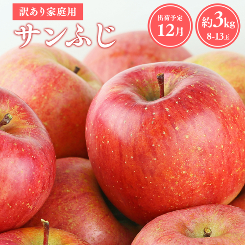 【令和7年産先行受付】令和7年12月発送 訳あり 家庭用サンふじ約3kg【青森県平川市産・青森りんご】 1379001 - 青森県平川市